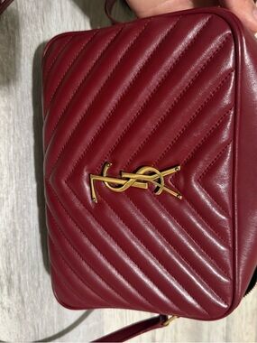SAINT LAURENT Quilted Leather Crossbody Bag in Deep Burgundy/ Pre-loved